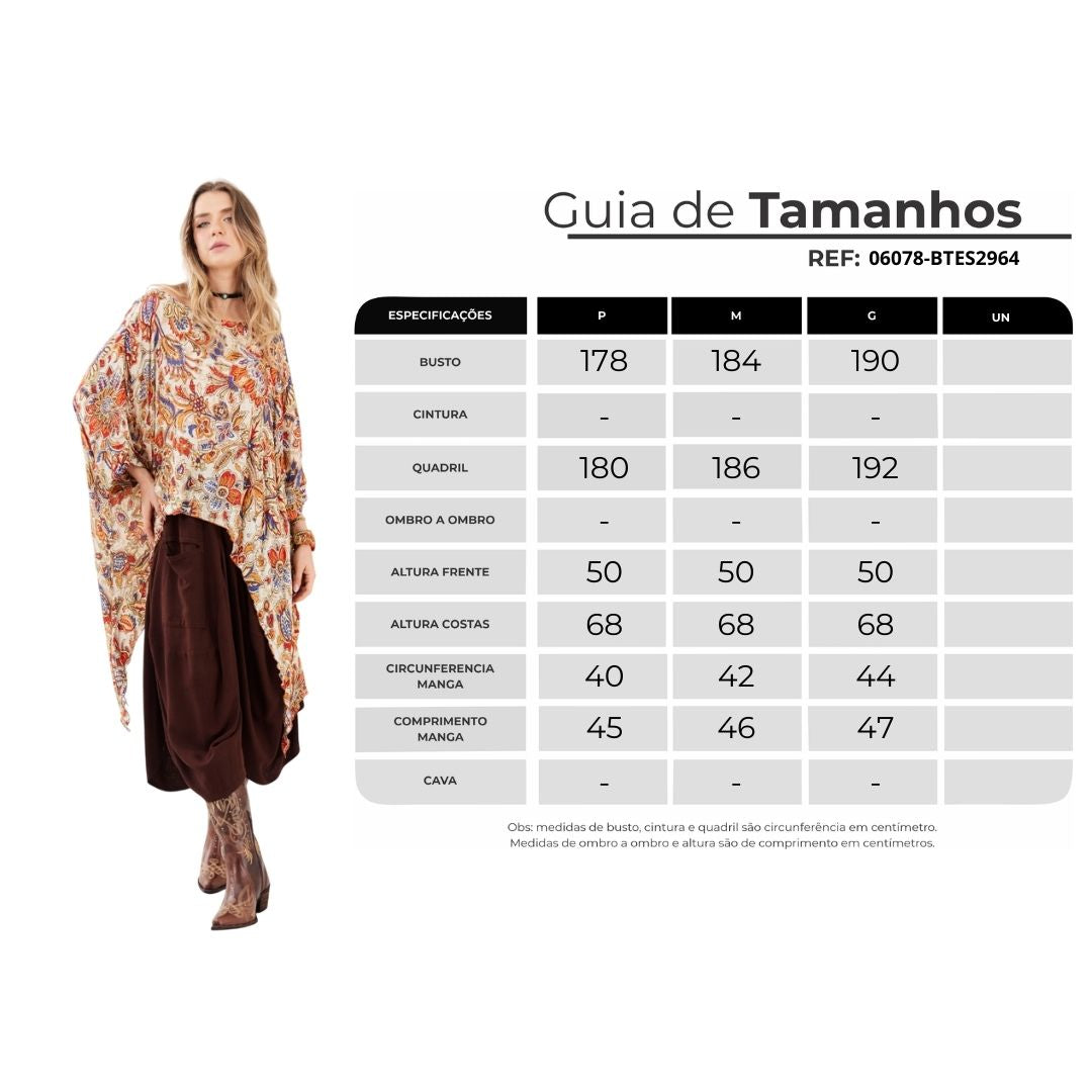 Bata Ampla Bege Estampado Yacamim B3