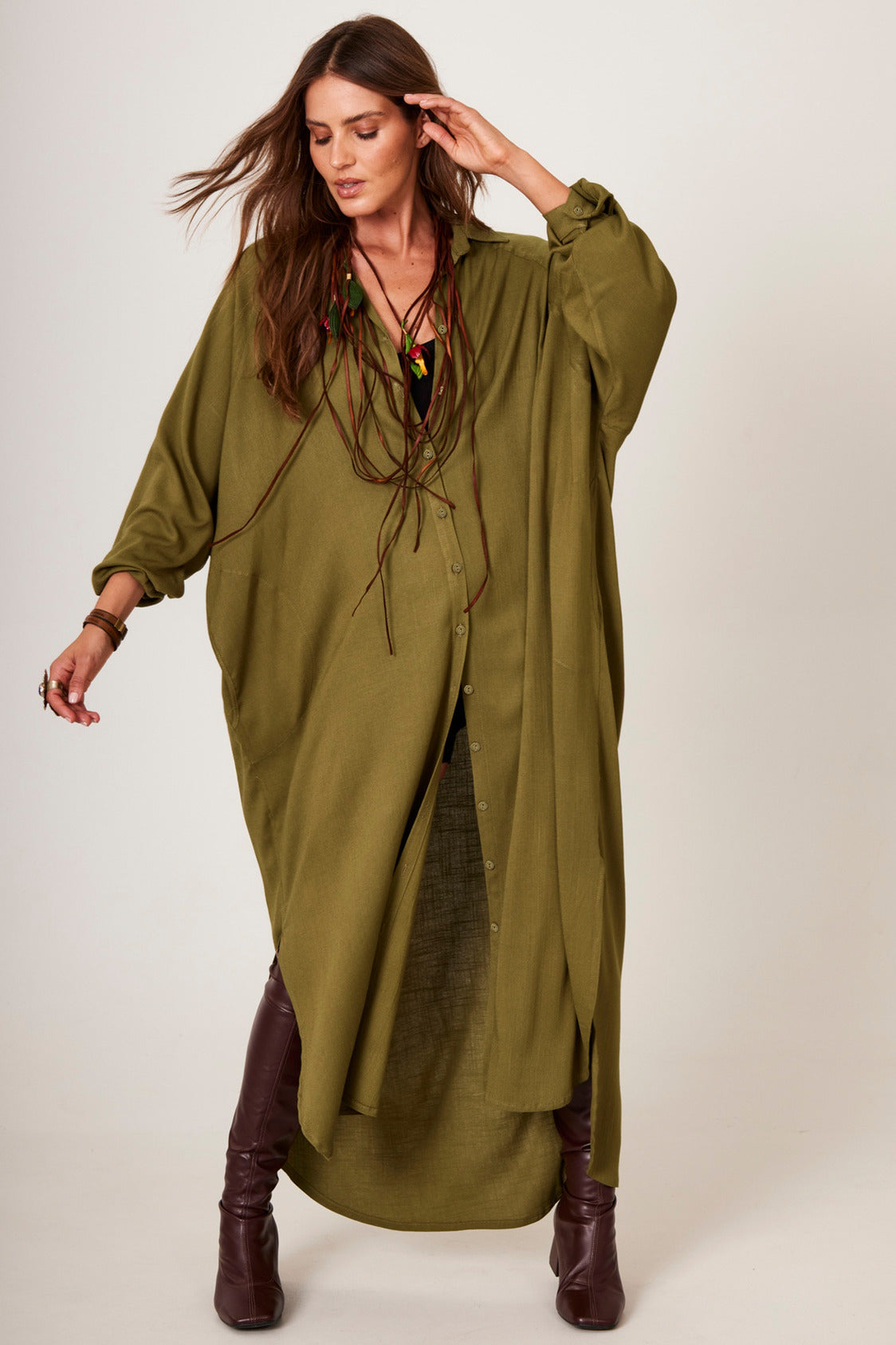 Yacamim Moss Green Long Shirt M10