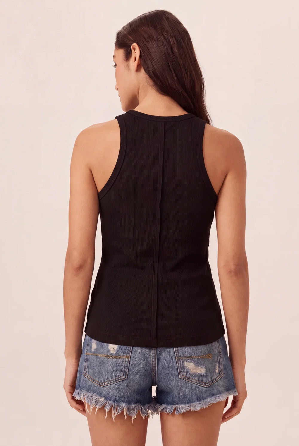 Yacamim Black Ribbed Tank Top A13