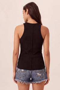 Yacamim Black Ribbed Tank Top A13