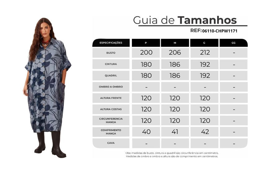Chemise Ampla Estampada Com Bolsões Azul Petróleo Yacamim P7