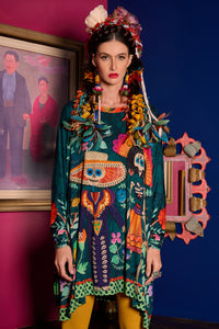 Yacamim B9 Mex Green Long-Sleeve Tunic with Skull Studs