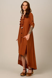 Yacamim E8 Brown Mullet Dress with Side Slits