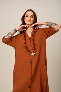 Yacamim E8 Brown Mullet Dress with Side Slits