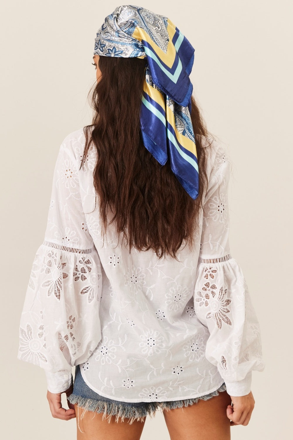 Yacamim White Broderie Shirt with Inlays A9