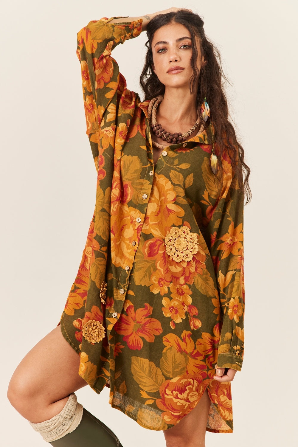 Yacamim P3 Ouro Preto Printed Oversized Tunic