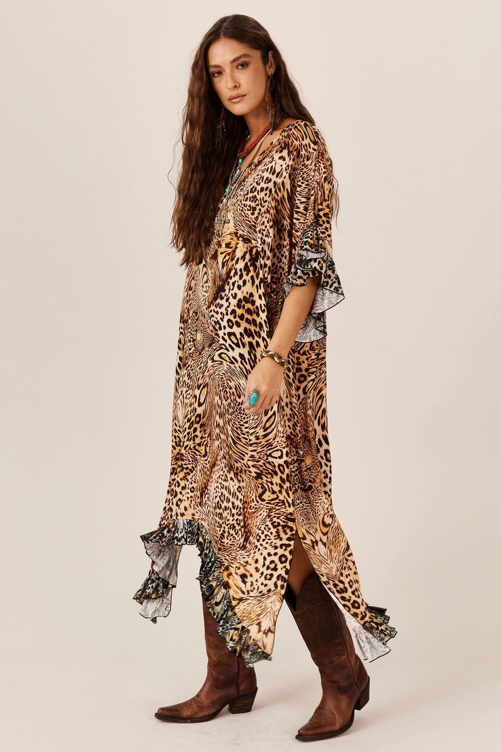 Yacamim J5 Kaftan Loose Leopard Animal Print