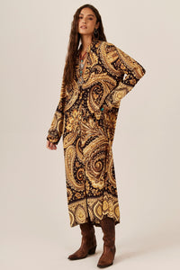 Yacamim P6 Paisley Print Midi Shirtdress