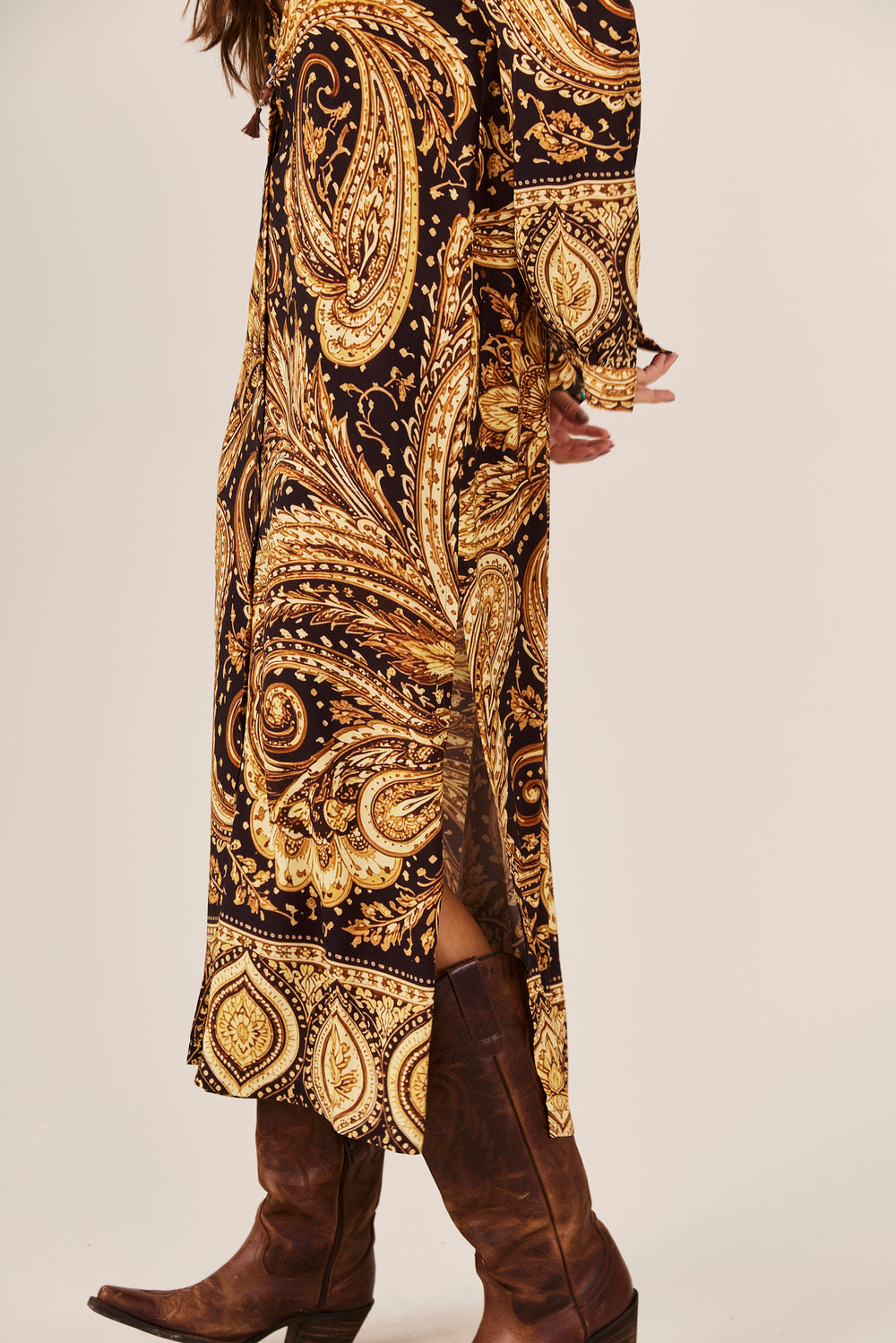Yacamim P6 Paisley Print Midi Shirtdress