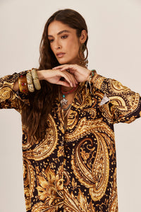 Yacamim P6 Paisley Print Midi Shirtdress