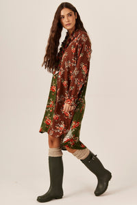 Yacamim Burgundy And Green Patchwork Wide Shirt M7