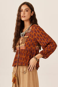 Dark Orange Printed Yacamim Blouse B5
