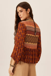 Dark Orange Printed Yacamim Blouse B5