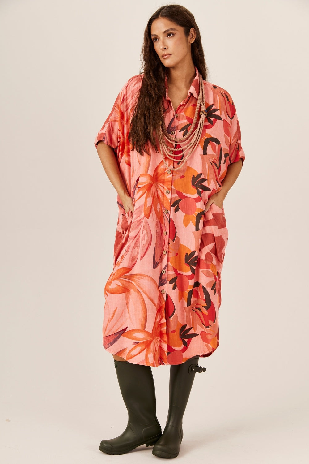 Yacamim Patchwork Pocket Midi Chemise P2