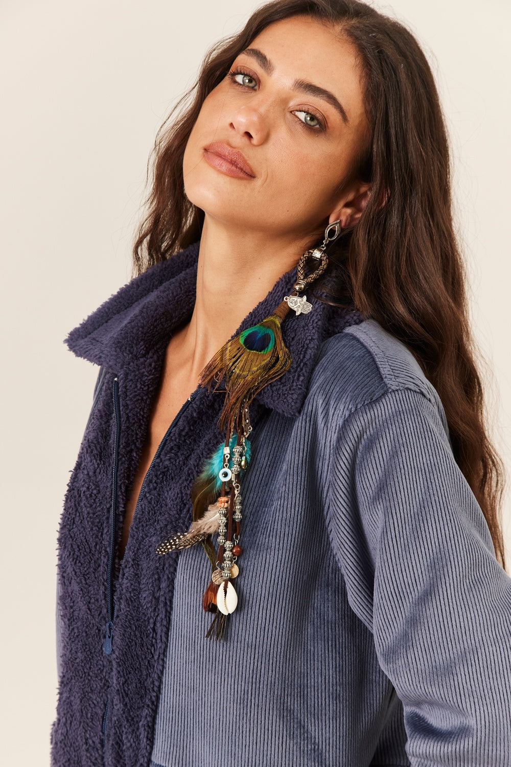 Yacamim Petrol Blue Plush Coat With Pockets K2