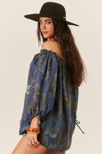 Petrol Blue Gypsy Blouse Paraty Yacamim R1
