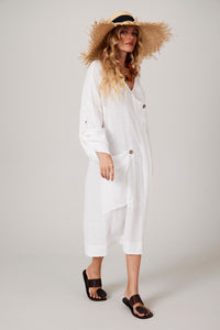 White Yacamim V-Neck Midi Dress C14