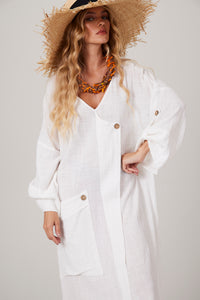 White Yacamim V-Neck Midi Dress C14