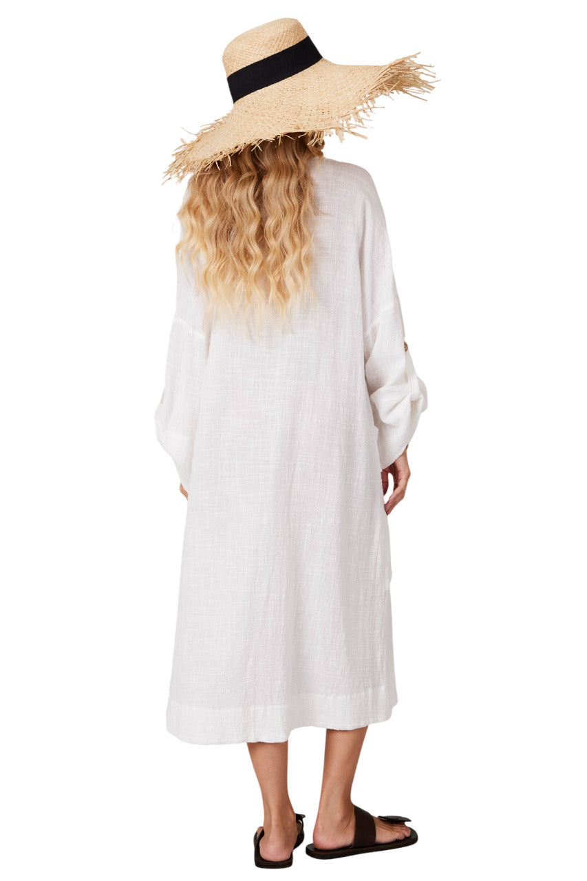White Yacamim V-Neck Midi Dress C14