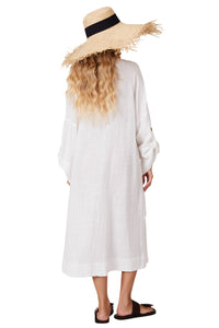 White Yacamim V-Neck Midi Dress C14