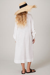 White Yacamim V-Neck Midi Dress C14
