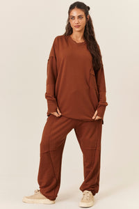 Yacamim A2 Brown Sweatpants with Cuffs