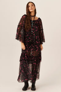 Yacamim E5 Gypsy Long Dress with Paisley Tulle