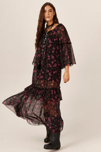 Yacamim E5 Gypsy Long Dress with Paisley Tulle