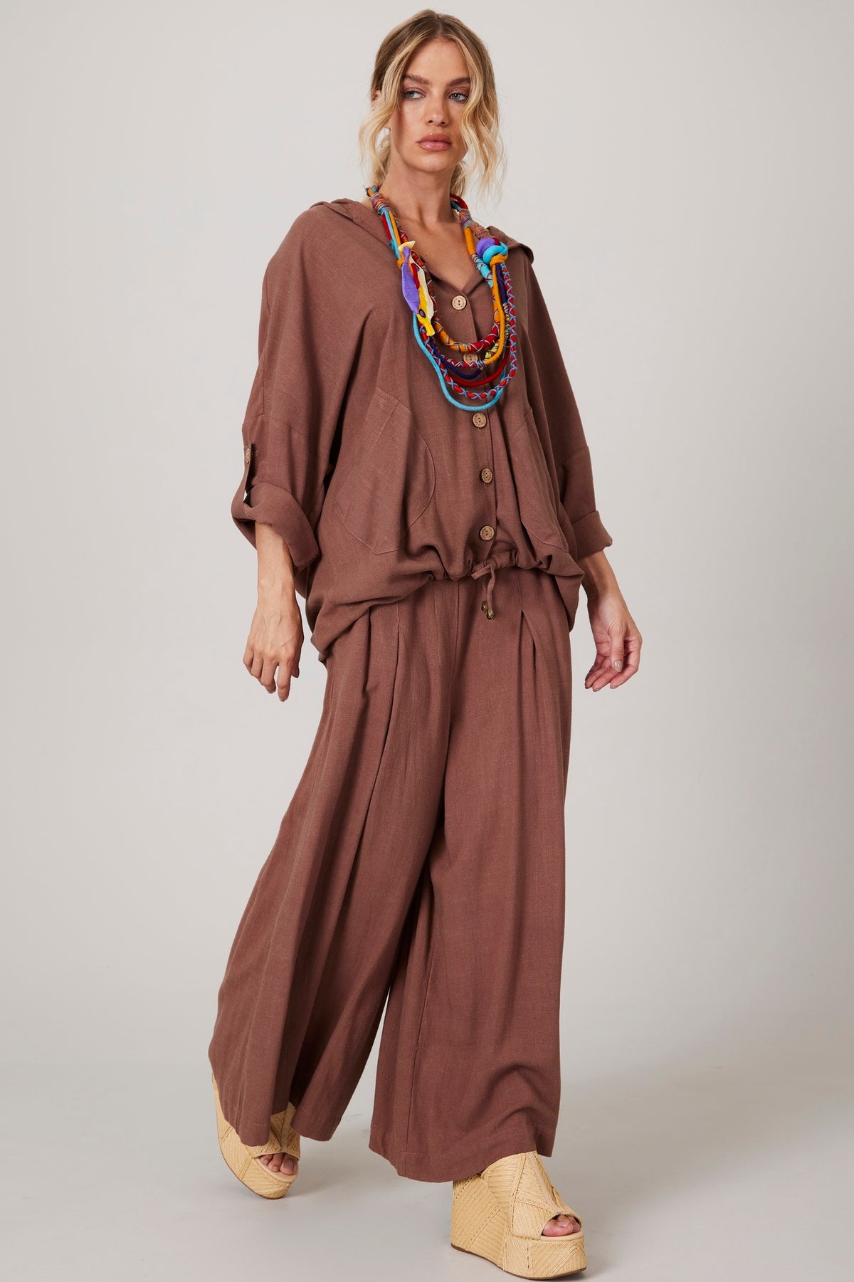 Yacamim A21 Brown Linen Culottes