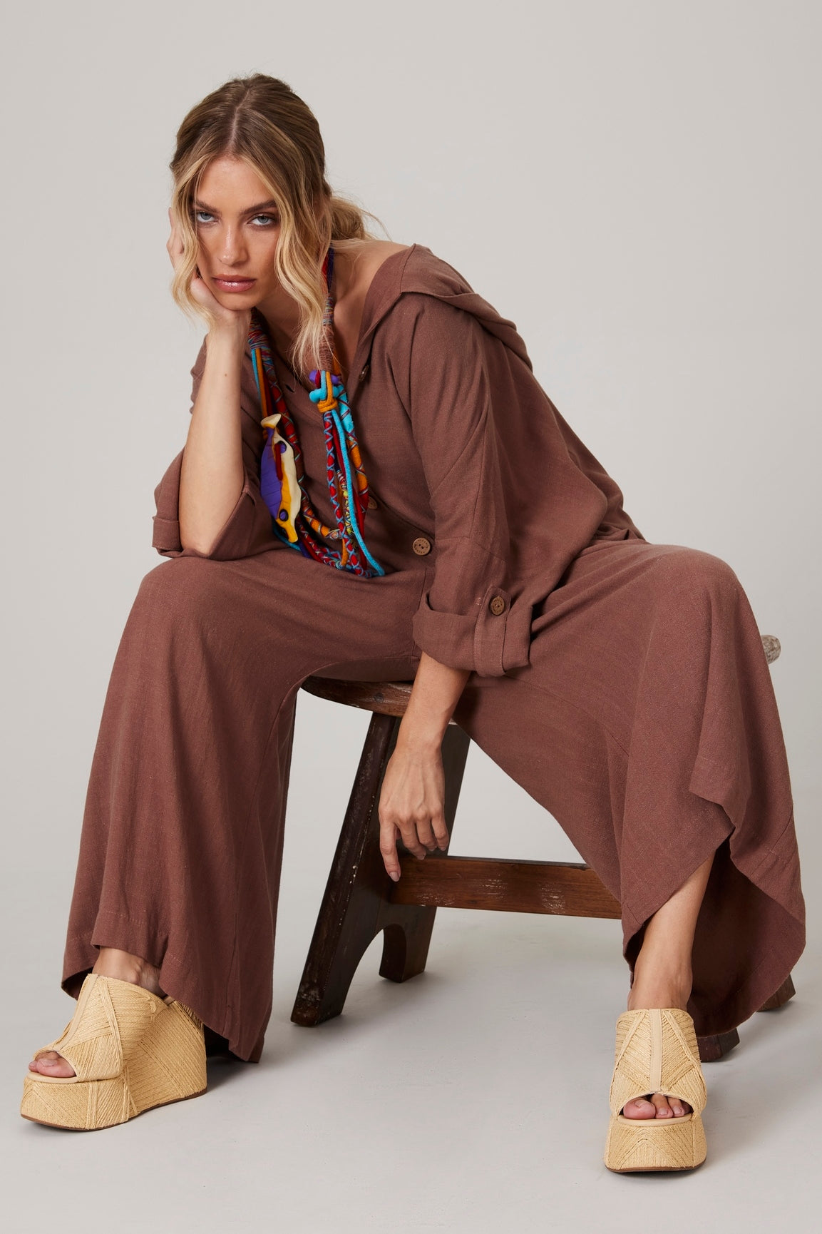 Yacamim A21 Brown Linen Culottes