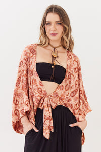 Wide Kaftan With Lurex Paisley Print Yacamim B23