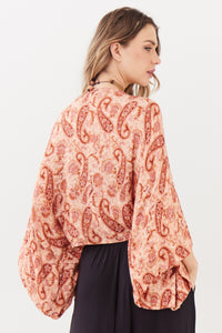 Wide Kaftan With Lurex Paisley Print Yacamim B23