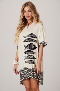 Beige Loose-Fit T-Shirt Pira Omomba'e Yacamim Collection K1