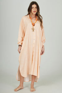 Yacamim L4 Striped Orange Long Loose Shirt