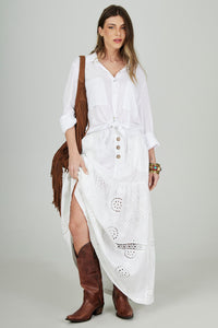 Yacamim White Broderie Long Skirt G5/6/7
