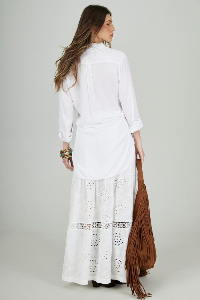 Yacamim White Broderie Long Skirt G5/6/7