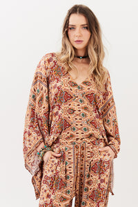 Beige Paisley Print Tunic Yacamim A32