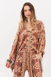 Beige Paisley Print Tunic Yacamim A32