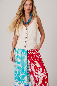 Blue and Red Saruel Trousers Pira Omomba''e Yacamim K1 Collection