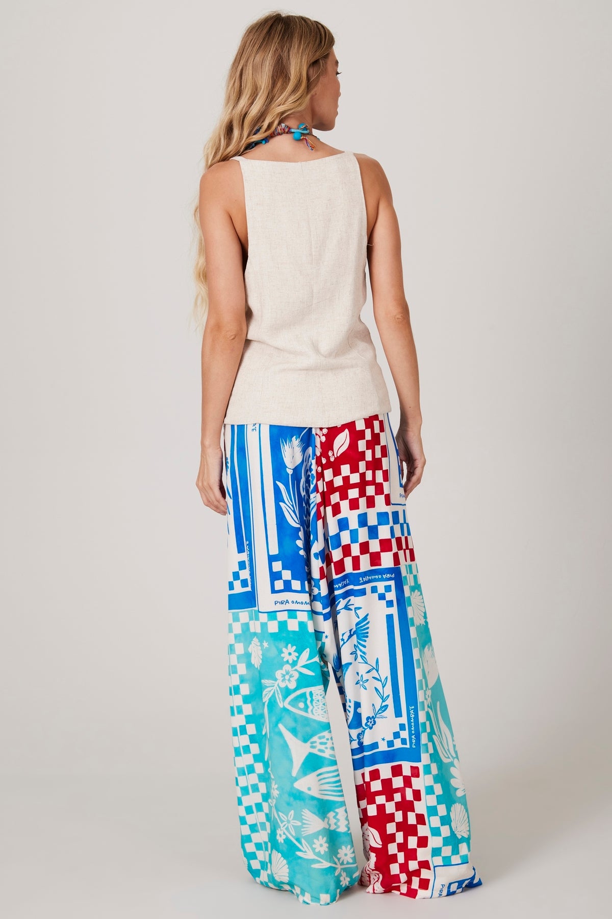 Blue and Red Saruel Trousers Pira Omomba''e Yacamim K1 Collection