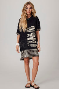 Black Oversized T-shirt Pira Omomba''e Yacamim K4 Collection