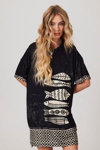 Black Oversized T-shirt Pira Omomba''e Yacamim K4 Collection