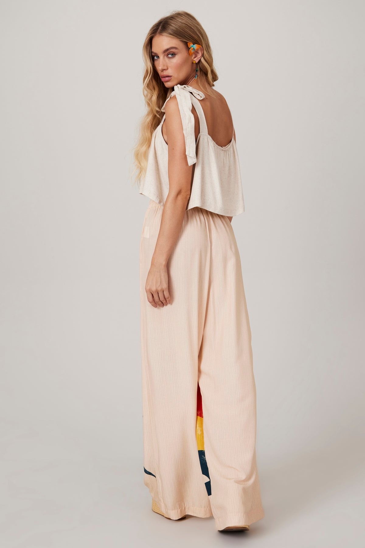 Beige Palazzo Pants "Pira Omomba''e Yacamim K4" Collection
