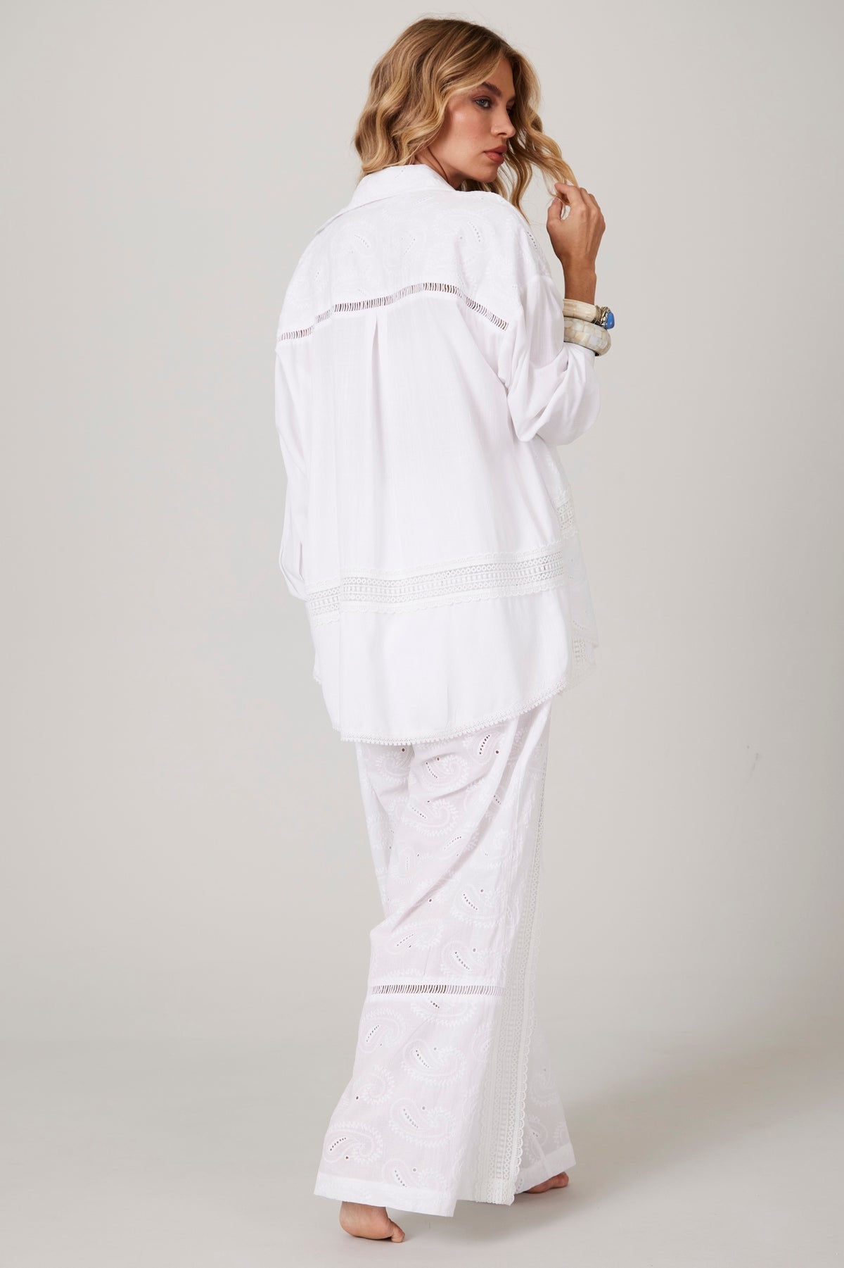 Yacamim White Broderie Lace Pants A17