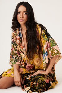 Yacamim C18 Yellow and Black Patchwork Long Dress