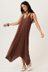 Yacamim C1 Marrakesh Brown 100% Cotton Gauze Long Dress