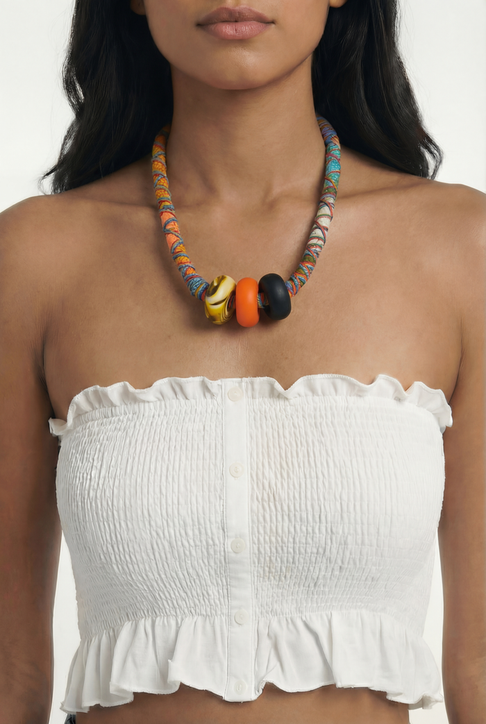 Colar Artesanal De Cordas Coloridas Yacamim #421