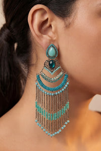 Handmade Blue Yacamim Beaded Earring #684