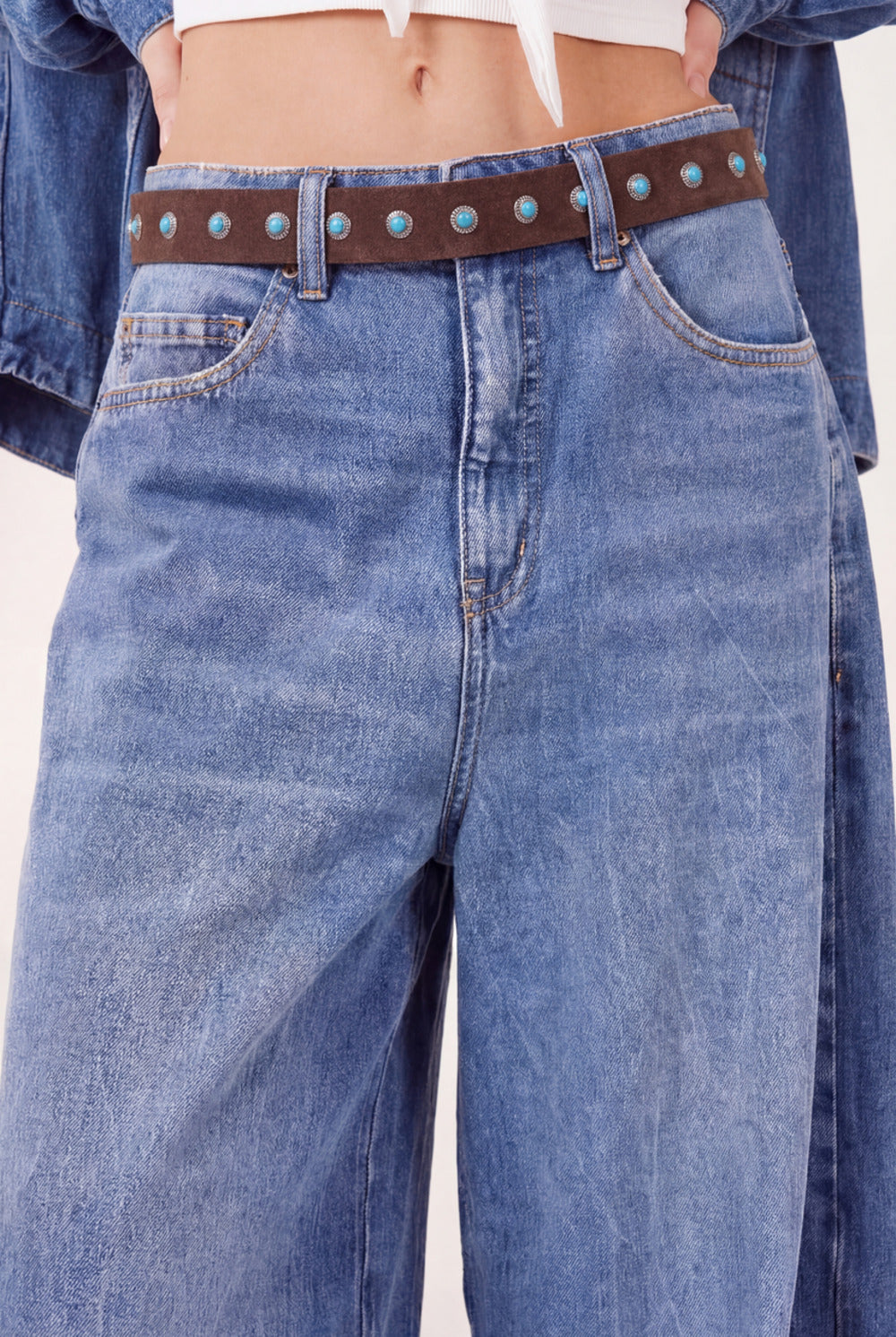 Dark Brown Leather Belt with Yacamim Metal Buckle #674